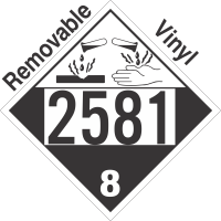 Corrosive Class 8 UN2581 Removable Vinyl DOT Placard