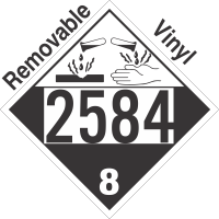 Corrosive Class 8 UN2584 Removable Vinyl DOT Placard