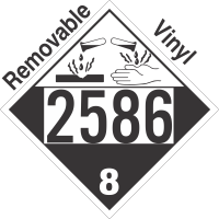 Corrosive Class 8 UN2586 Removable Vinyl DOT Placard