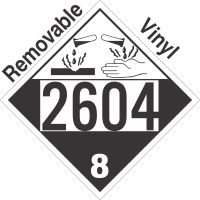 Corrosive Class 8 UN2604 Removable Vinyl DOT Placard