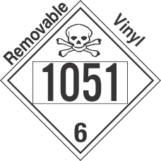 Poison Toxic Class 6.1 UN1051 Removable Vinyl DOT Placard