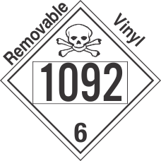 Poison Toxic Class 6.1 UN1092 Removable Vinyl DOT Placard