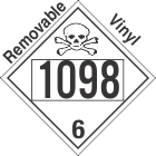 Poison Toxic Class 6.1 UN1098 Removable Vinyl DOT Placard