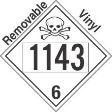 Poison Toxic Class 6.1 UN1143 Removable Vinyl DOT Placard