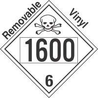 Poison Toxic Class 6.1 UN1600 Removable Vinyl DOT Placard