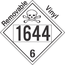 Poison Toxic Class 6.1 UN1644 Removable Vinyl DOT Placard
