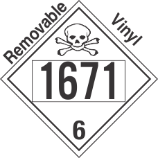 Poison Toxic Class 6.1 UN1671 Removable Vinyl DOT Placard