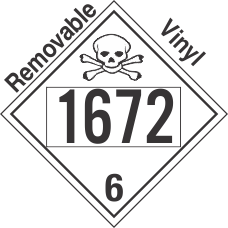 Poison Toxic Class 6.1 UN1672 Removable Vinyl DOT Placard