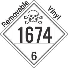 Poison Toxic Class 6.1 UN1674 Removable Vinyl DOT Placard