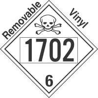 Poison Toxic Class 6.1 UN1702 Removable Vinyl DOT Placard