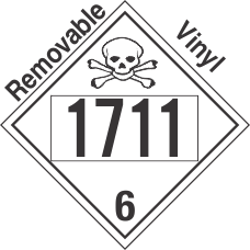 Poison Toxic Class 6.1 UN1711 Removable Vinyl DOT Placard