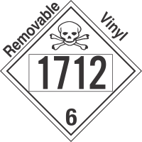 Poison Toxic Class 6.1 UN1712 Removable Vinyl DOT Placard