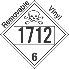 Poison Toxic Class 6.1 UN1712 Removable Vinyl DOT Placard