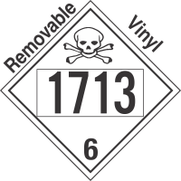 Poison Toxic Class 6.1 UN1713 Removable Vinyl DOT Placard