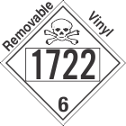 Poison Toxic Class 6.1 UN1722 Removable Vinyl DOT Placard