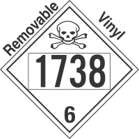 Poison Toxic Class 6.1 UN1738 Removable Vinyl DOT Placard