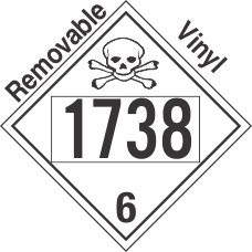 Poison Toxic Class 6.1 UN1738 Removable Vinyl DOT Placard