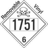 Poison Toxic Class 6.1 UN1751 Removable Vinyl DOT Placard