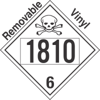 Poison Toxic Class 6.1 UN1810 Removable Vinyl DOT Placard