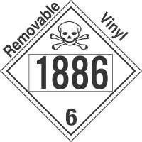 Poison Toxic Class 6.1 UN1886 Removable Vinyl DOT Placard