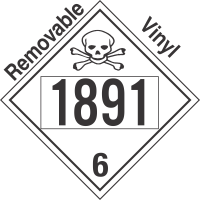 Poison Toxic Class 6.1 UN1891 Removable Vinyl DOT Placard