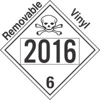 Poison Toxic Class 6.1 UN2016 Removable Vinyl DOT Placard