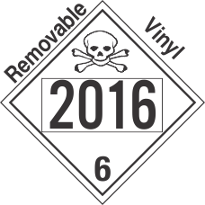 Poison Toxic Class 6.1 UN2016 Removable Vinyl DOT Placard