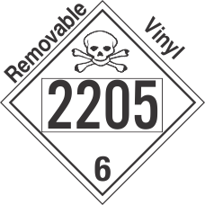 Poison Toxic Class 6.1 UN2205 Removable Vinyl DOT Placard
