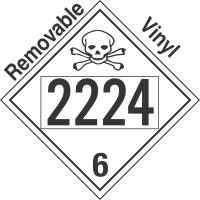 Poison Toxic Class 6.1 UN2224 Removable Vinyl DOT Placard