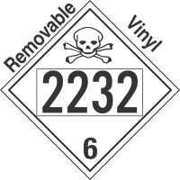 Poison Toxic Class 6.1 UN2232 Removable Vinyl DOT Placard