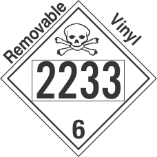 Poison Toxic Class 6.1 UN2233 Removable Vinyl DOT Placard