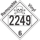 Poison Toxic Class 6.1 UN2249 Removable Vinyl DOT Placard