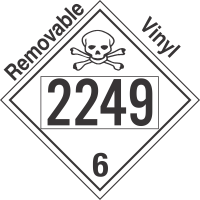 Poison Toxic Class 6.1 UN2249 Removable Vinyl DOT Placard