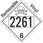 Poison Toxic Class 6.1 UN2261 Removable Vinyl DOT Placard