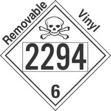 Poison Toxic Class 6.1 UN2294 Removable Vinyl DOT Placard