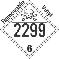 Poison Toxic Class 6.1 UN2299 Removable Vinyl DOT Placard