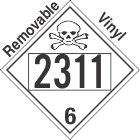 Poison Toxic Class 6.1 UN2311 Removable Vinyl DOT Placard