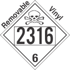 Poison Toxic Class 6.1 UN2316 Removable Vinyl DOT Placard