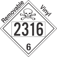 Poison Toxic Class 6.1 UN2316 Removable Vinyl DOT Placard