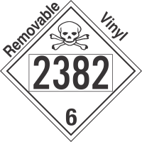 Poison Toxic Class 6.1 UN2382 Removable Vinyl DOT Placard