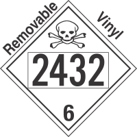 Poison Toxic Class 6.1 UN2432 Removable Vinyl DOT Placard