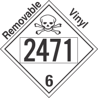 Poison Toxic Class 6.1 UN2471 Removable Vinyl DOT Placard