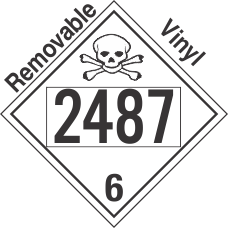 Poison Toxic Class 6.1 UN2487 Removable Vinyl DOT Placard