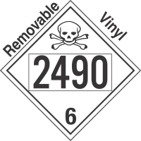 Poison Toxic Class 6.1 UN2490 Removable Vinyl DOT Placard