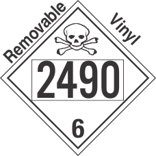Poison Toxic Class 6.1 UN2490 Removable Vinyl DOT Placard