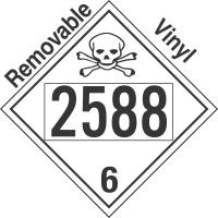 Poison Toxic Class 6.1 UN2588 Removable Vinyl DOT Placard