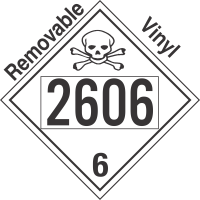 Poison Toxic Class 6.1 UN2606 Removable Vinyl DOT Placard