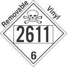Poison Toxic Class 6.1 UN2611 Removable Vinyl DOT Placard