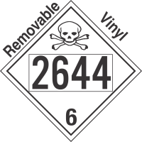 Poison Toxic Class 6.1 UN2644 Removable Vinyl DOT Placard