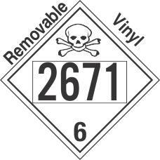 Poison Toxic Class 6.1 UN2671 Removable Vinyl DOT Placard